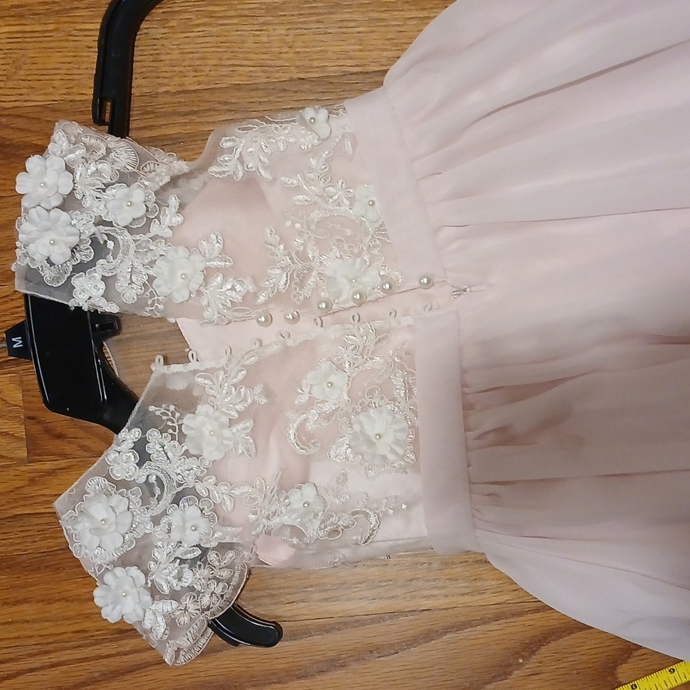 Elegant Pink Lace Kids Dress Size 6x (39 Inches) Top To Bottom Little Girls Dres - Picture 8 of 8